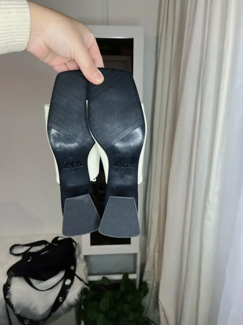 Sandalias blancas ZARA con taco talla 38 nuevas - 4