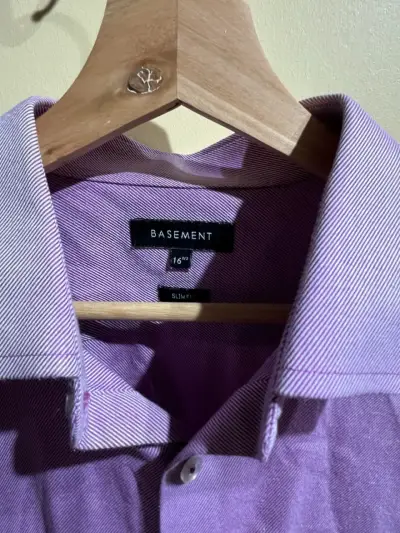 Camisa morada manga larga talla 16,5 Basement - miniatura 2