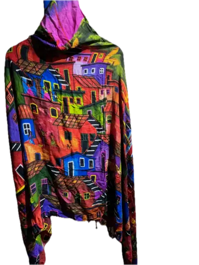 Pareo colorido con estampado artístico brasil. - miniatura 1