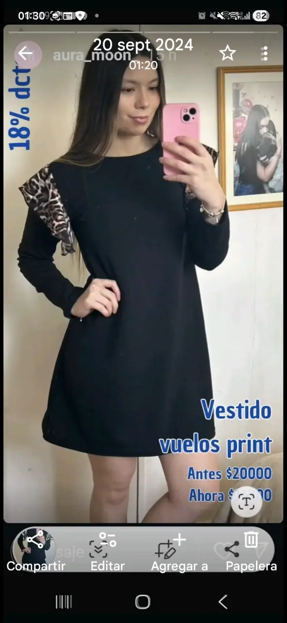 Vestido negro con detalles estampados - 3