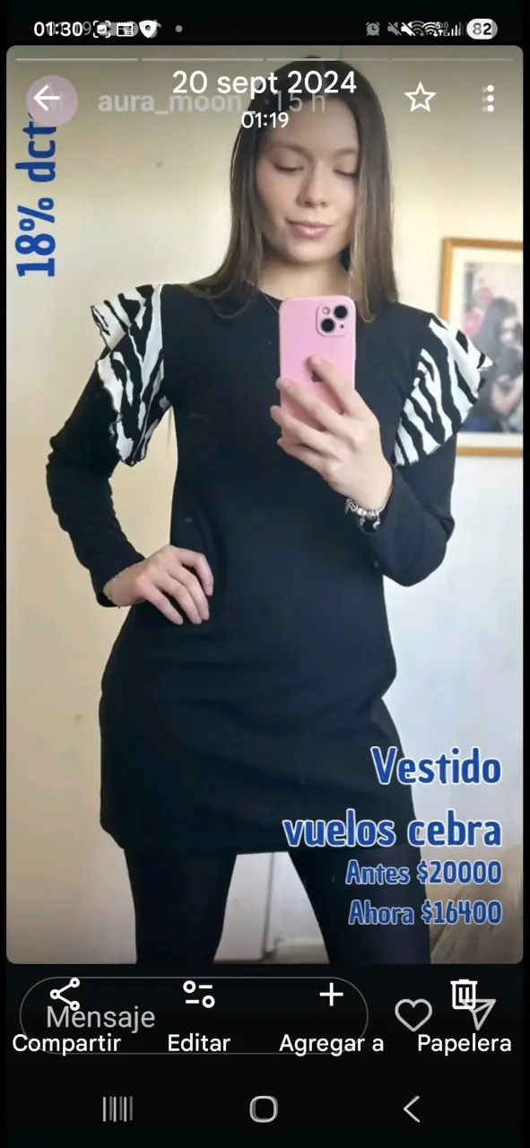 Vestido negro con detalles estampados - 4