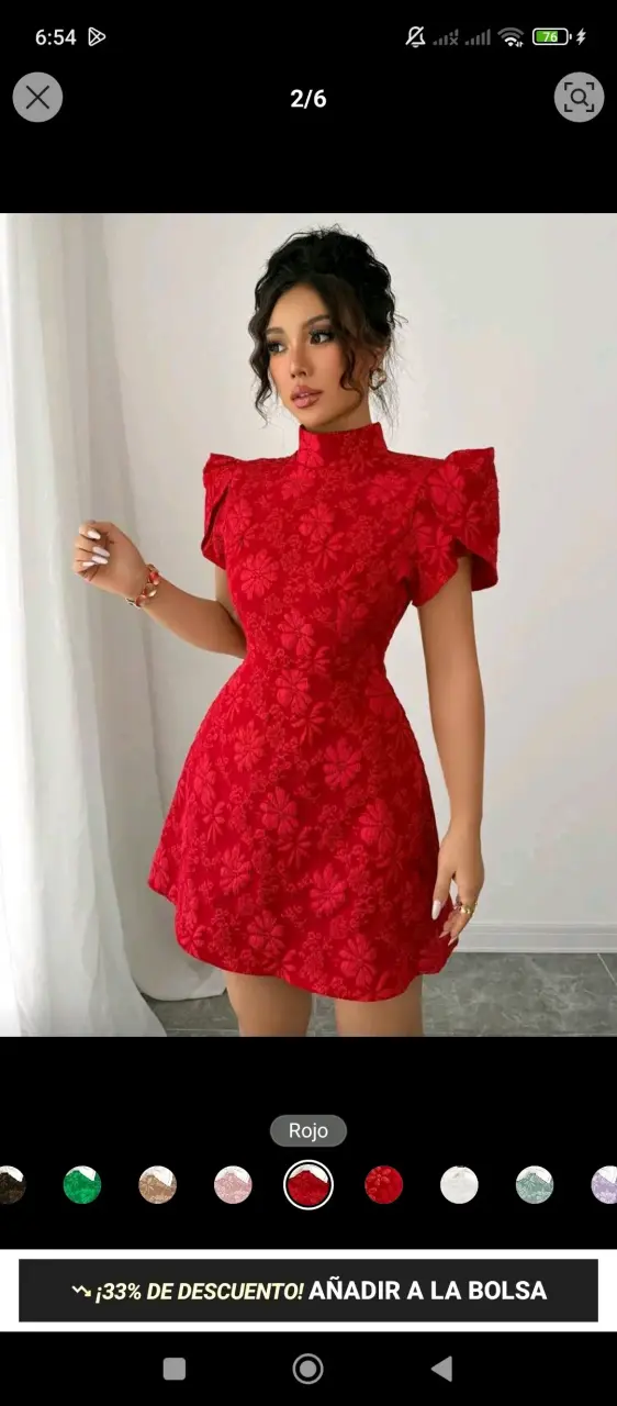 Vestido rojo de encaje floral - 1