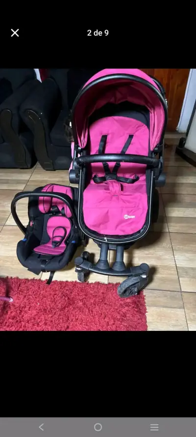 Asiento para auto bebé rosado y coche - miniatura 5