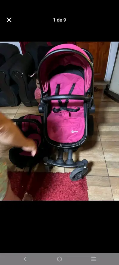 Asiento para auto bebé rosado y coche - miniatura 6