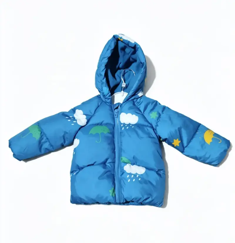 Chaqueta infantil azul estampada