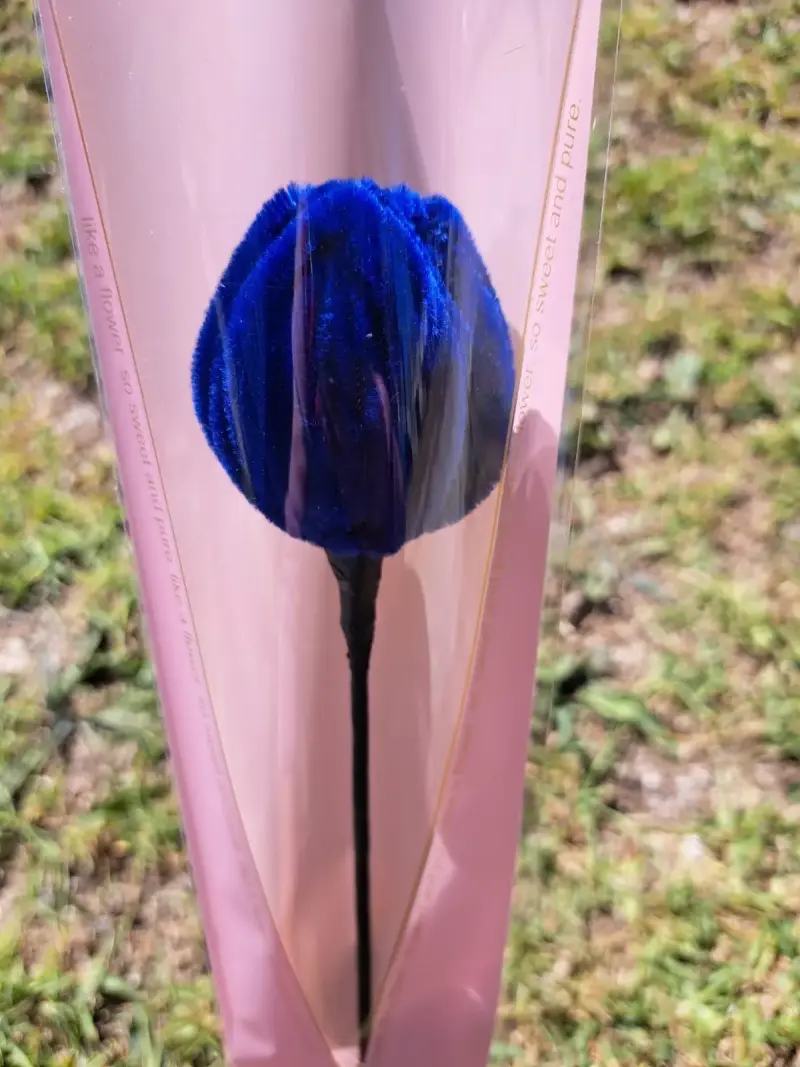 Flor artificial morada con mensaje - 4