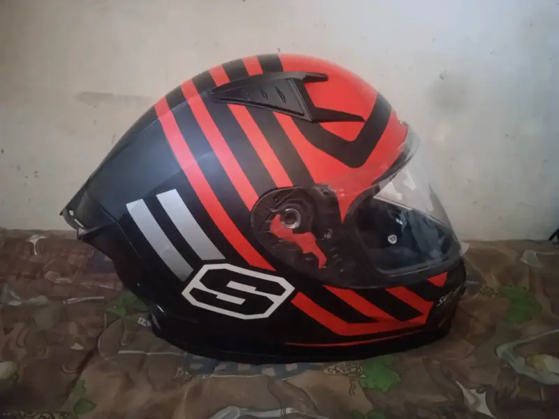 Casco de moto Shaft rojo - 4