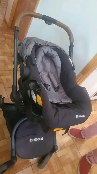 Coche de bebé plegable gris babisec 360° - miniatura 3
