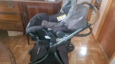 Coche de bebé plegable gris babisec 360° - miniatura 4