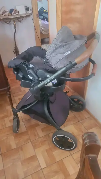 Coche de bebé plegable gris babisec 360° - miniatura 5