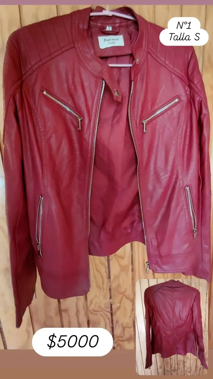 Chaqueta roja de cuero talla S - 1