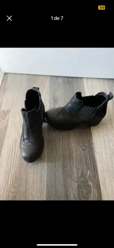 Botines de cuero negro, cat - miniatura 1