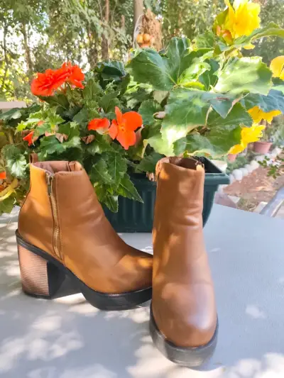 Botines de cuero marrón - miniatura 1