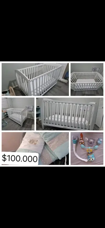 Cuna blanca para bebé - miniatura 1