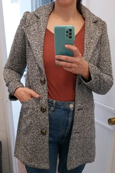 Abrigo gris estilo tweed - miniatura 4