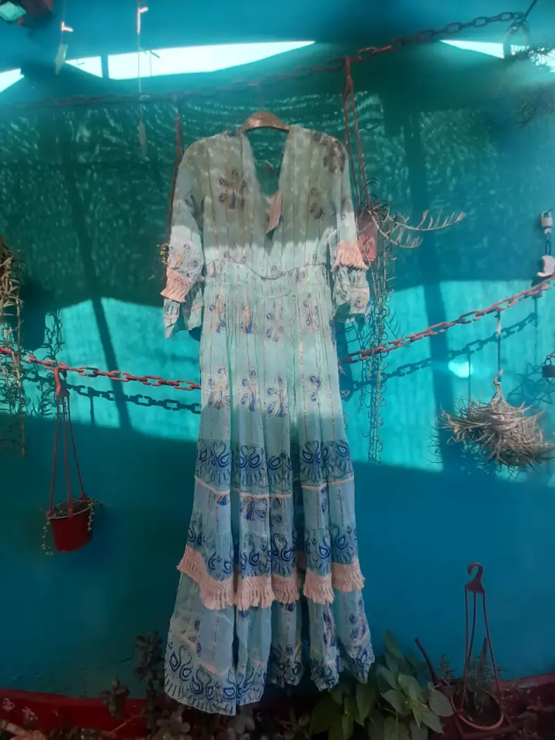 Vestido largo bohemio azul - 1