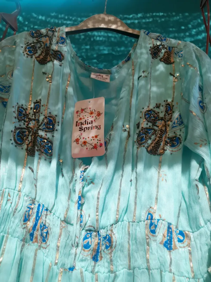 Vestido largo bohemio azul - 3