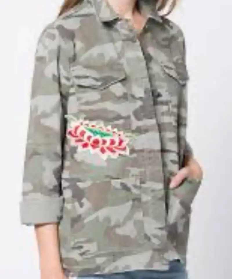 Chaqueta militar con bordado floral - 3