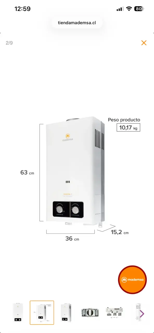 Calefón Mademsa Essential 11L - 1