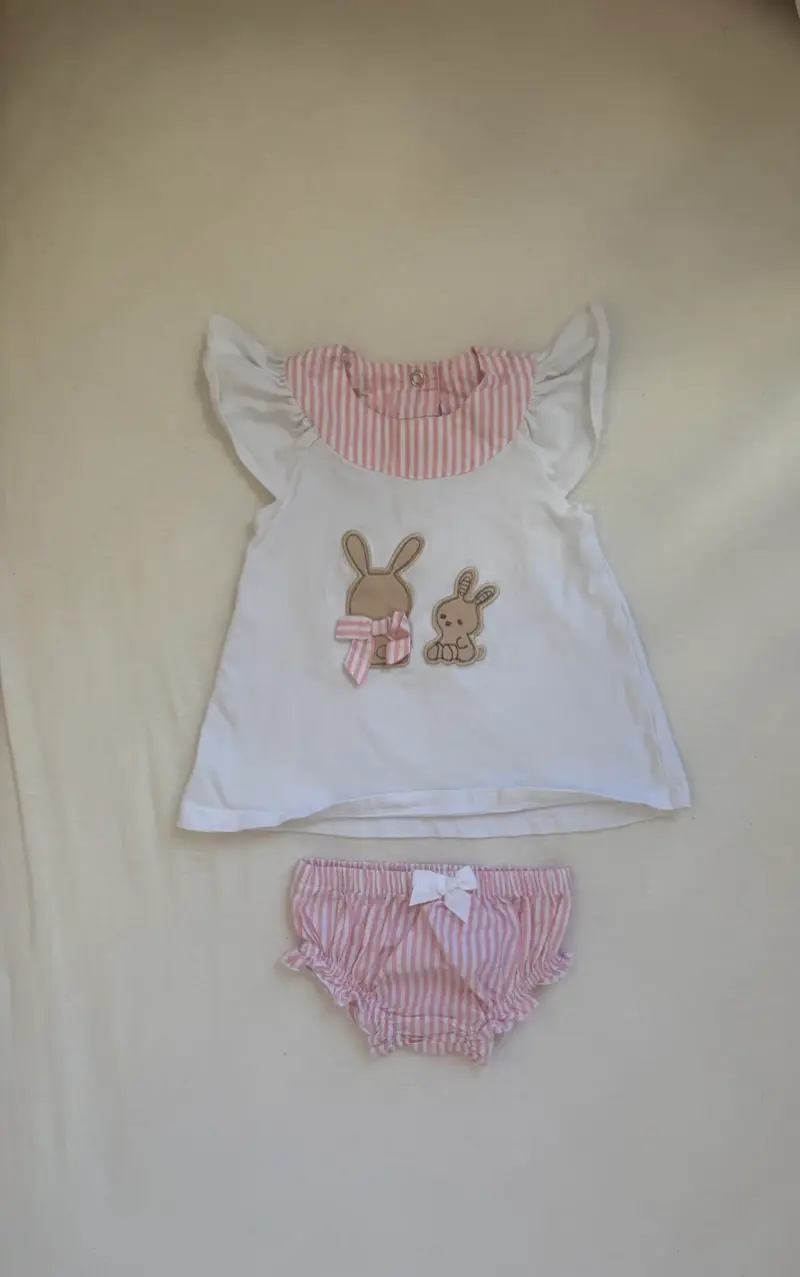 Conjunto bebé conejitos rosado