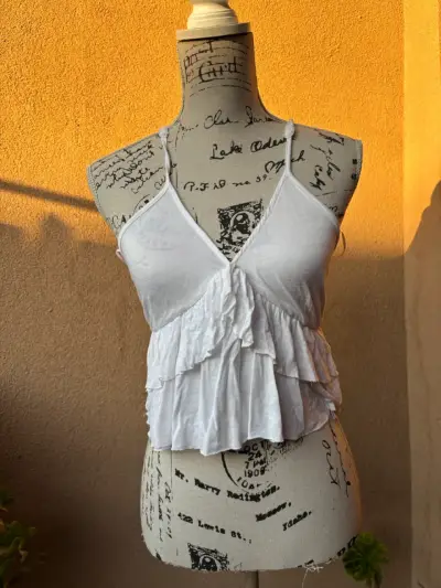 Top blanco con volantes AMERICANINO - miniatura 1