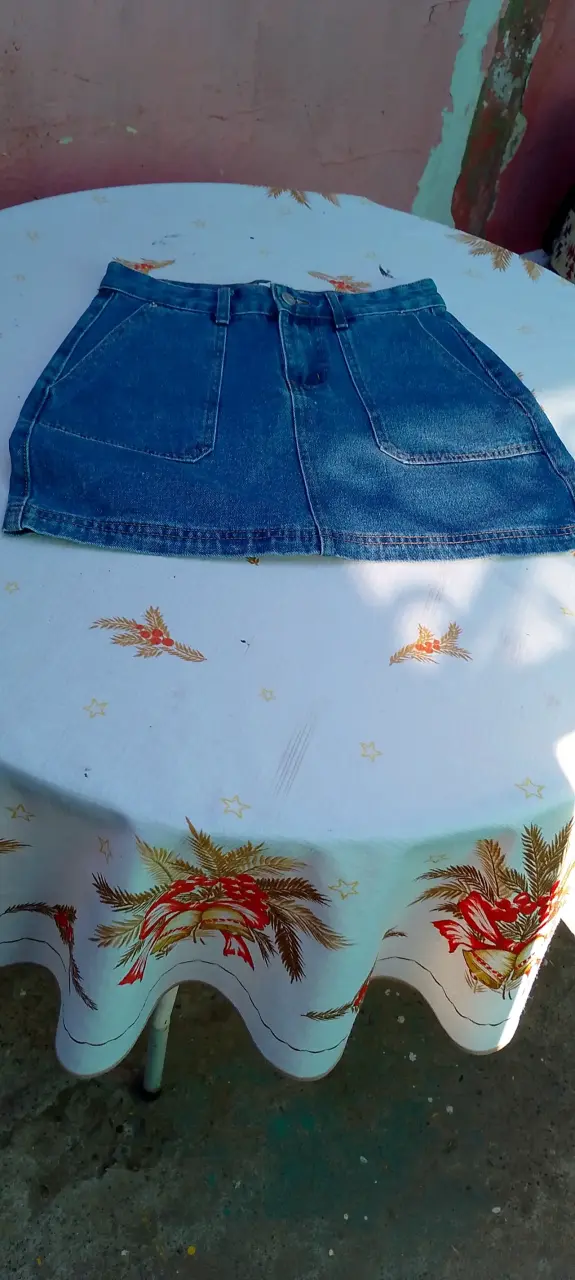 Falda jeans azul corta - 1
