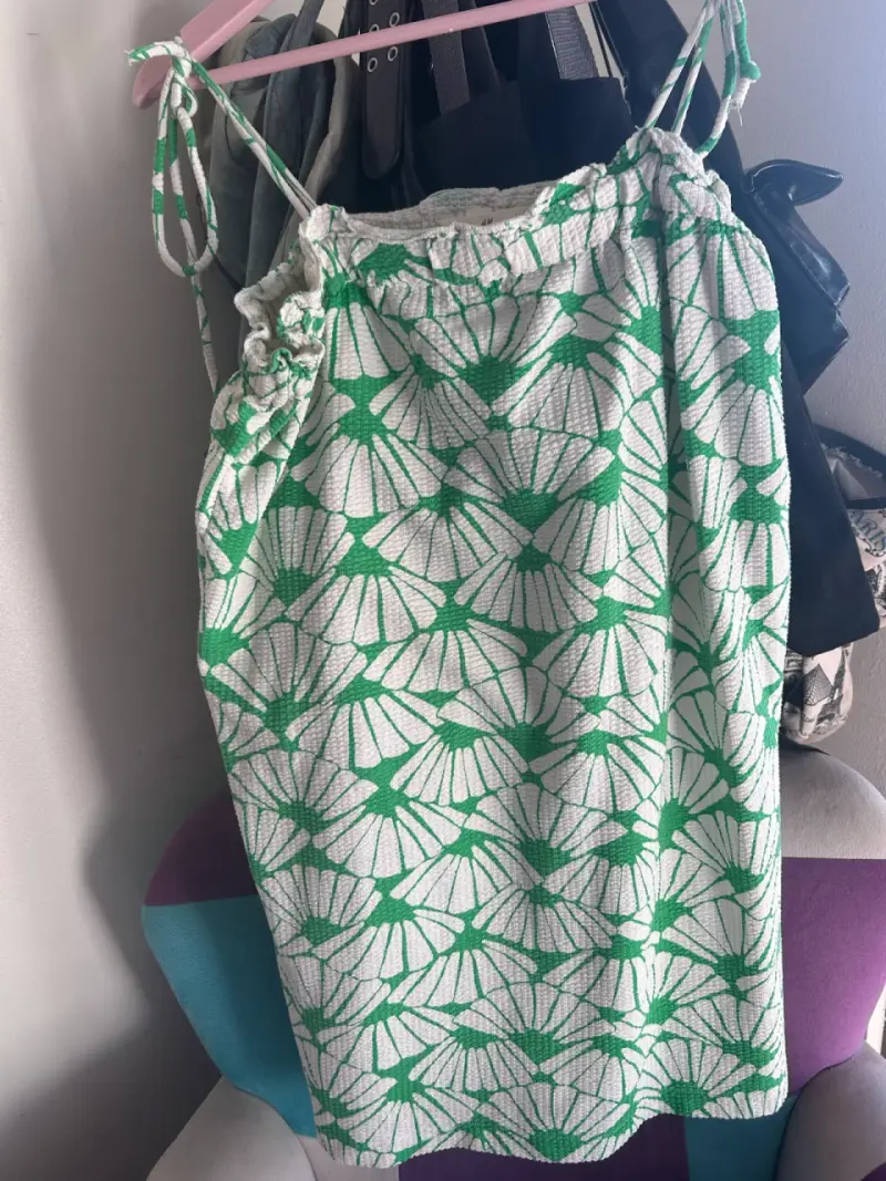 Vestido estampado verde y blanco