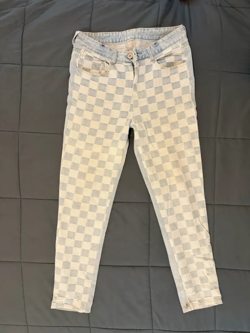 Jeans con patrón de cuadros - 1