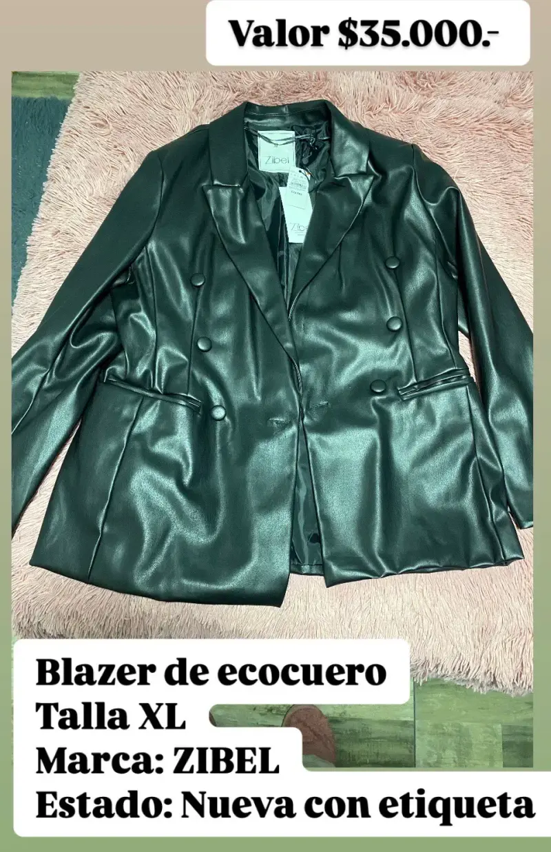 Blazer negro de cuero sintético - 2