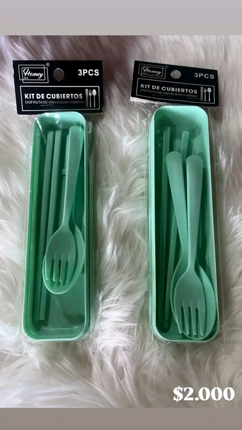Kit de cubiertos verdes 3 piezas - 1