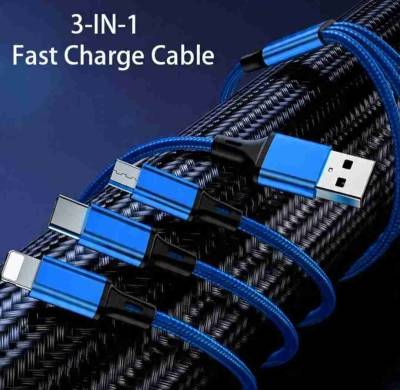 Cable cargador 3 en 1 azul - miniatura 2