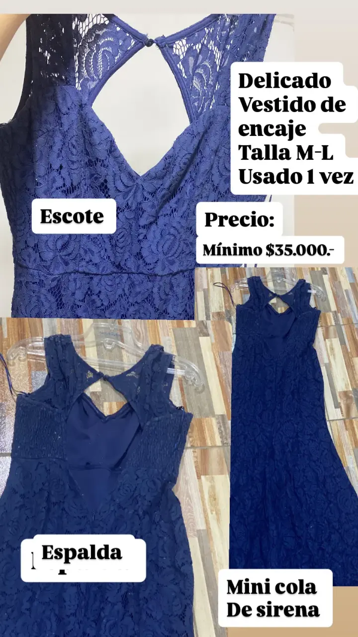Vestido de encaje azul oscuro - 5