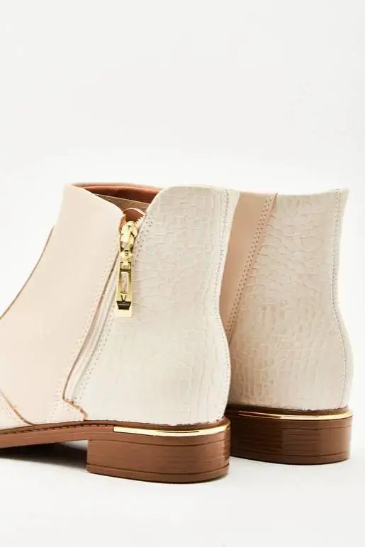 Botines beige con cierre lateral - 3