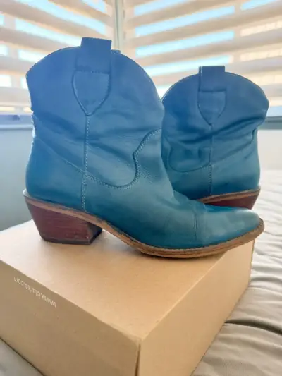 Botines de cuero azul 36 - miniatura 1