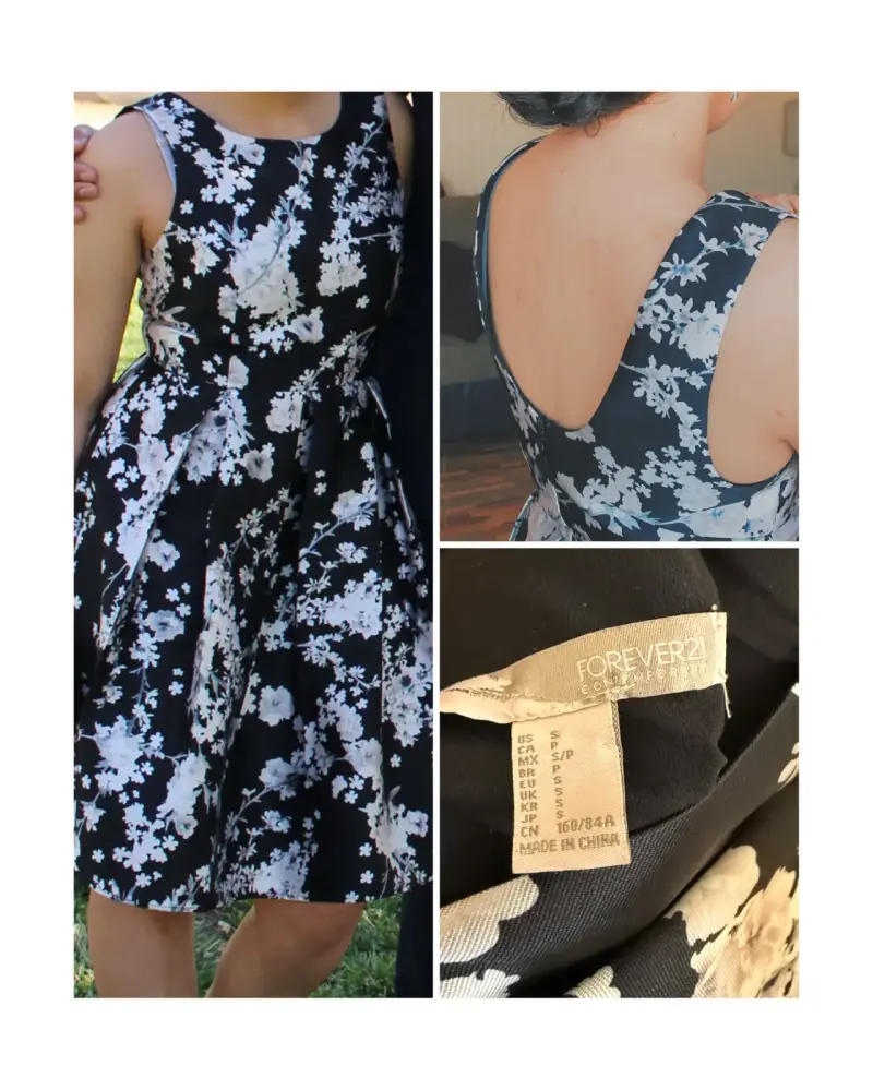 Vestido floral negro y blanco - 3