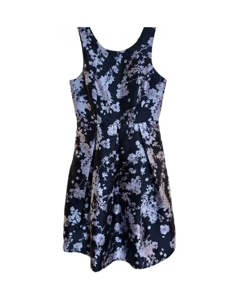 Vestido floral negro y blanco - 4