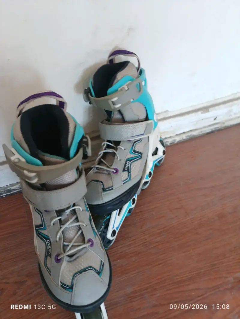 Patines en línea gris y celeste - 3