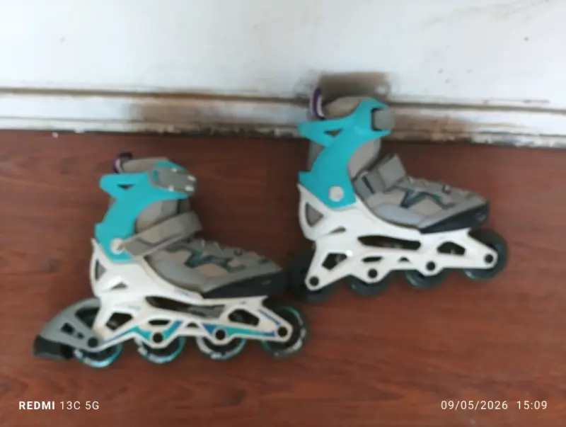 Patines en línea gris y celeste - 5