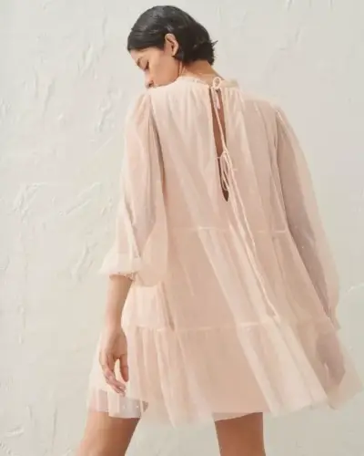 Vestido suelto rosa con transparencias - miniatura 1