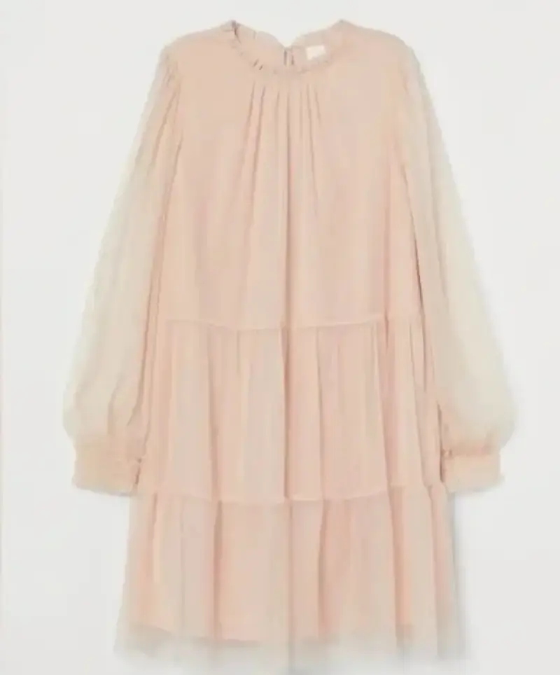 Vestido suelto rosa con transparencias - 4