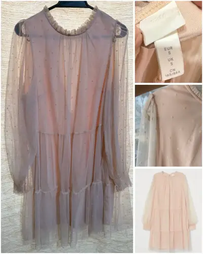Vestido suelto rosa con transparencias - miniatura 5