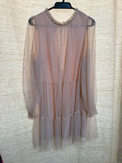 Vestido suelto rosa con transparencias - miniatura 6