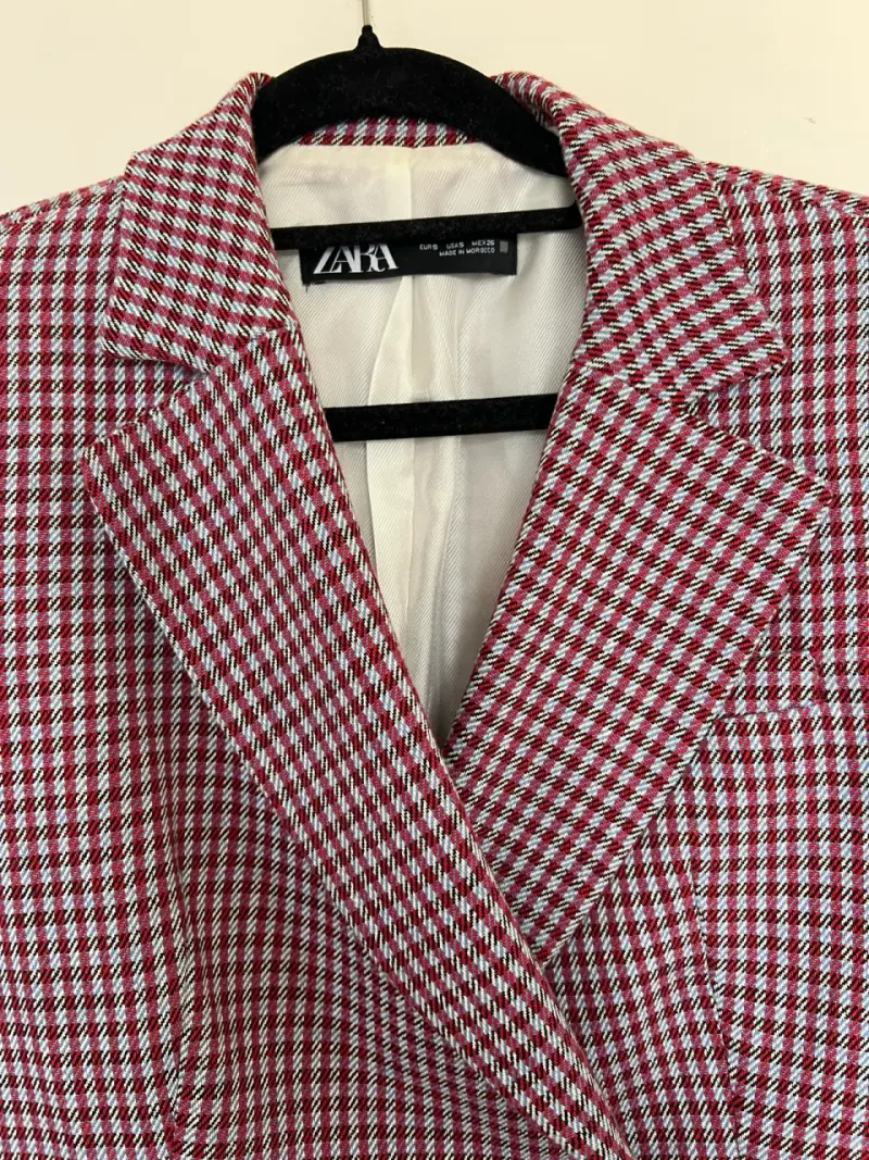 Blazer a cuadros rojo y blanco Zara - 3