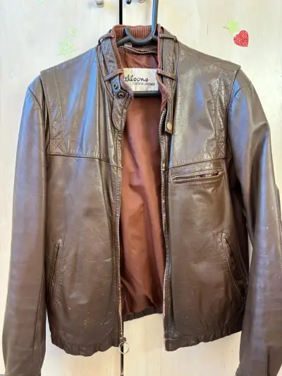 Chaqueta cuero marrón Wilsons - miniatura 1
