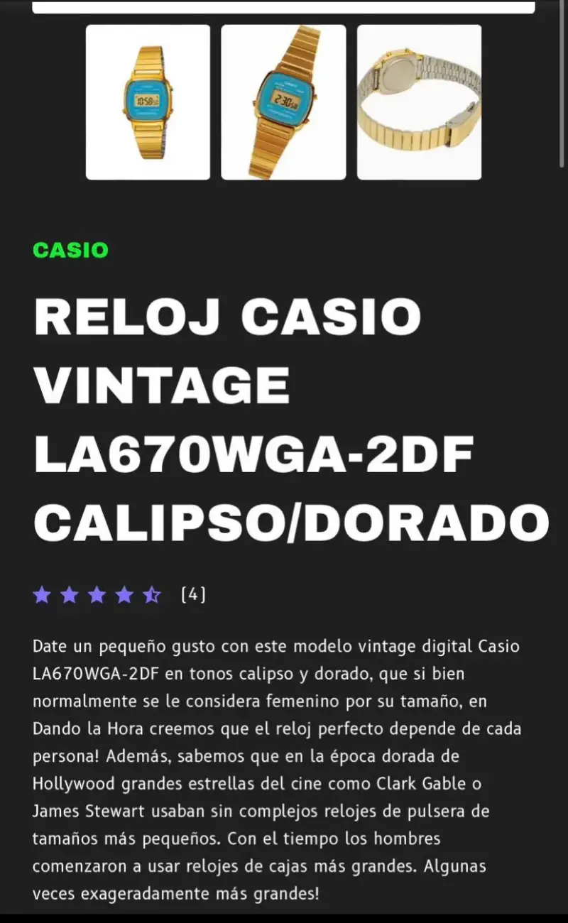 Reloj digital dorado clásico CASIO - 4