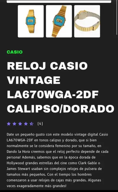 Reloj digital dorado clásico CASIO - miniatura 4