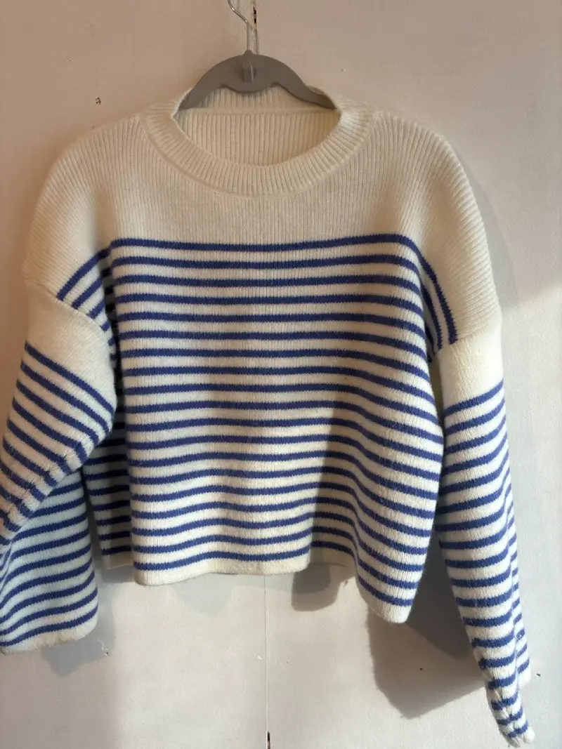 Suéter rayado azul y blanco - 1