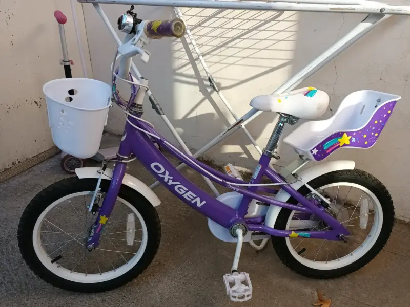 Bicicleta niño morada con canasto - 2