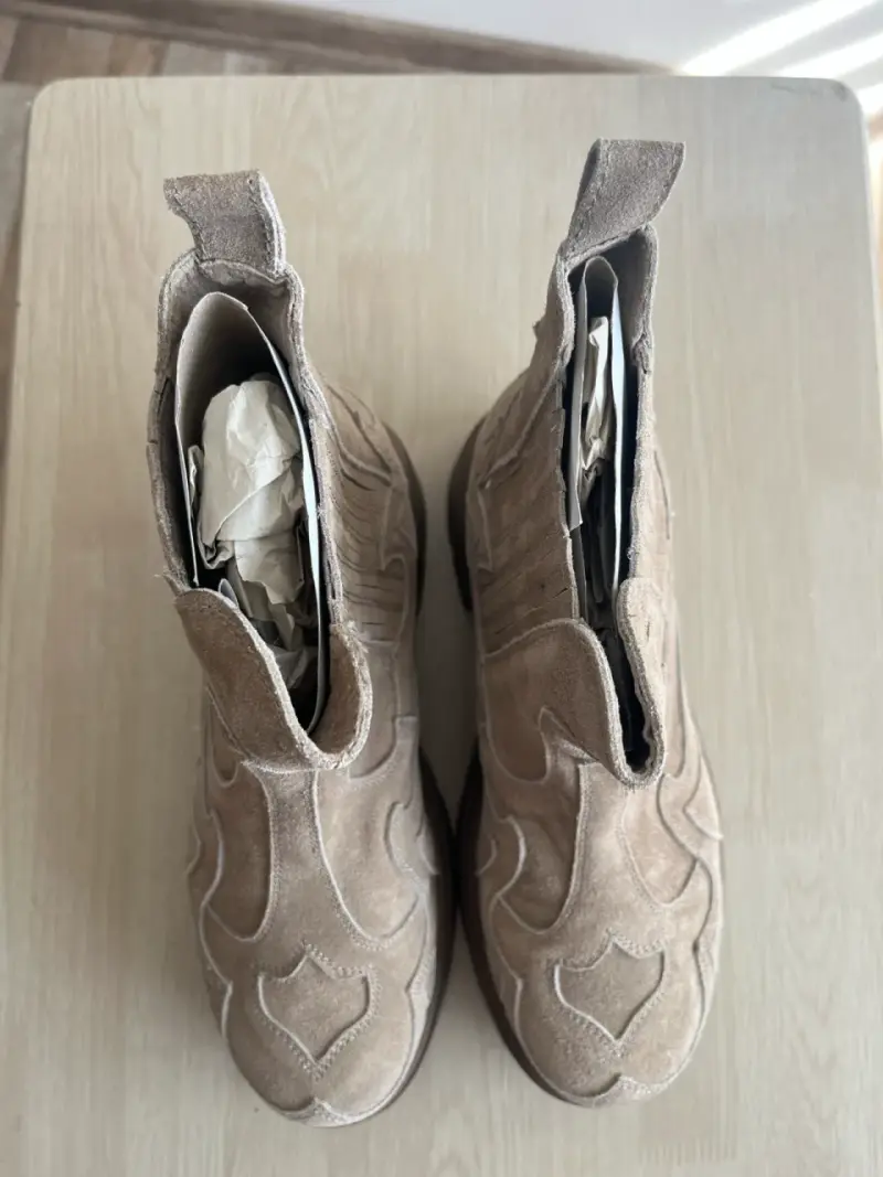 Botines beige de gamuza - 3