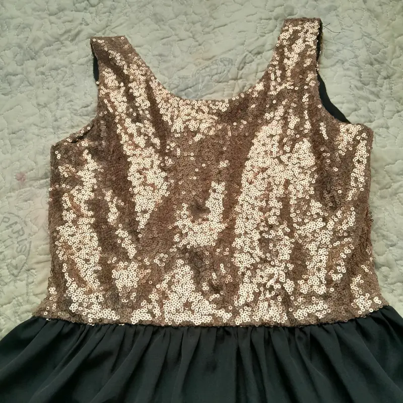Vestido corto lentejuelas doradas - 3